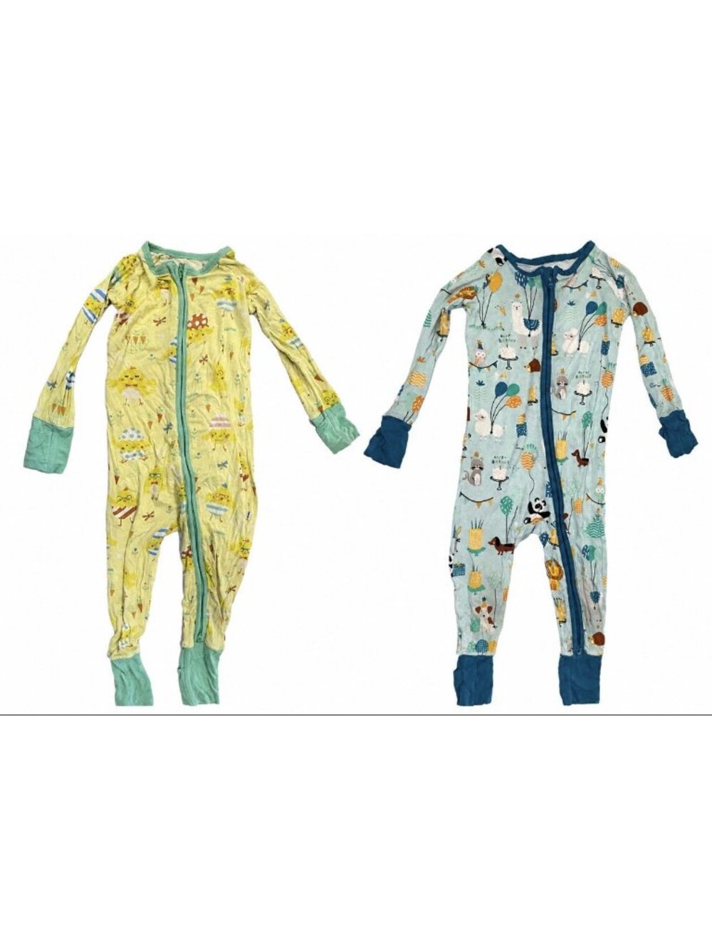 Posh Peanut Bamboo Sleepers Size 12-18 Months LOT Of 2 Baby Zippy Birthday Chick